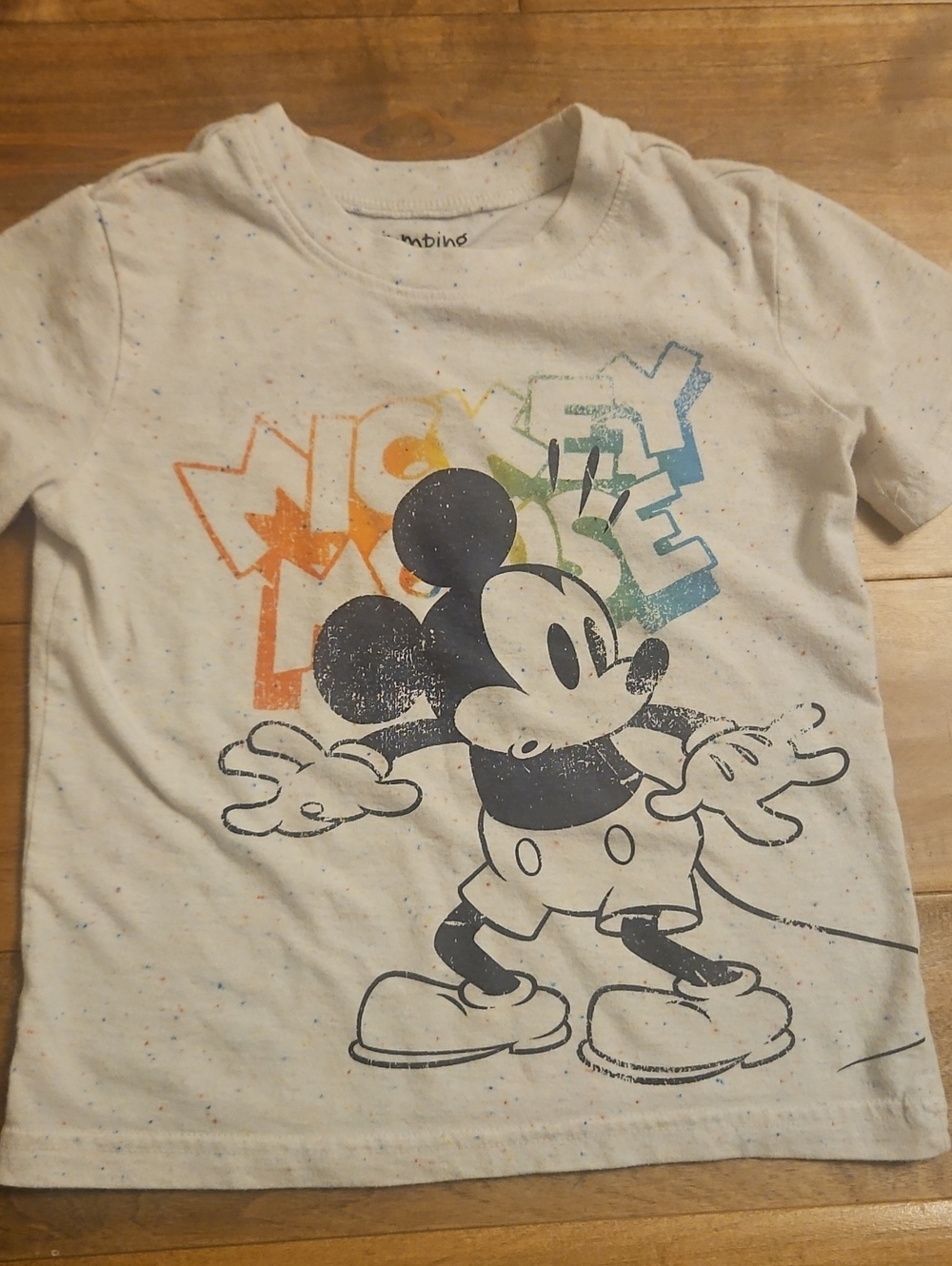 jumping beans Cream Short Sleeve Tee with Rainbow Mickey Graphic